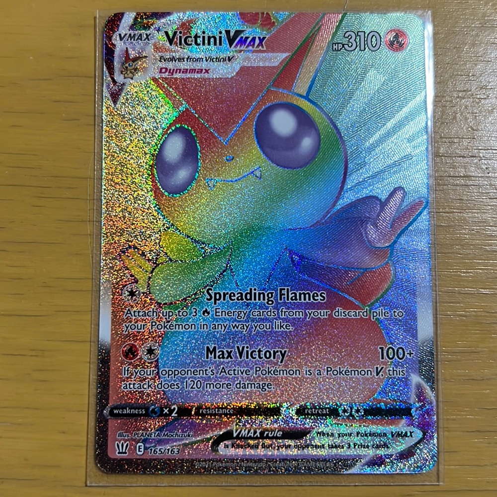 Pokémon Victini VMAX 165/163 Battle Styles Secret Rainbow Rare